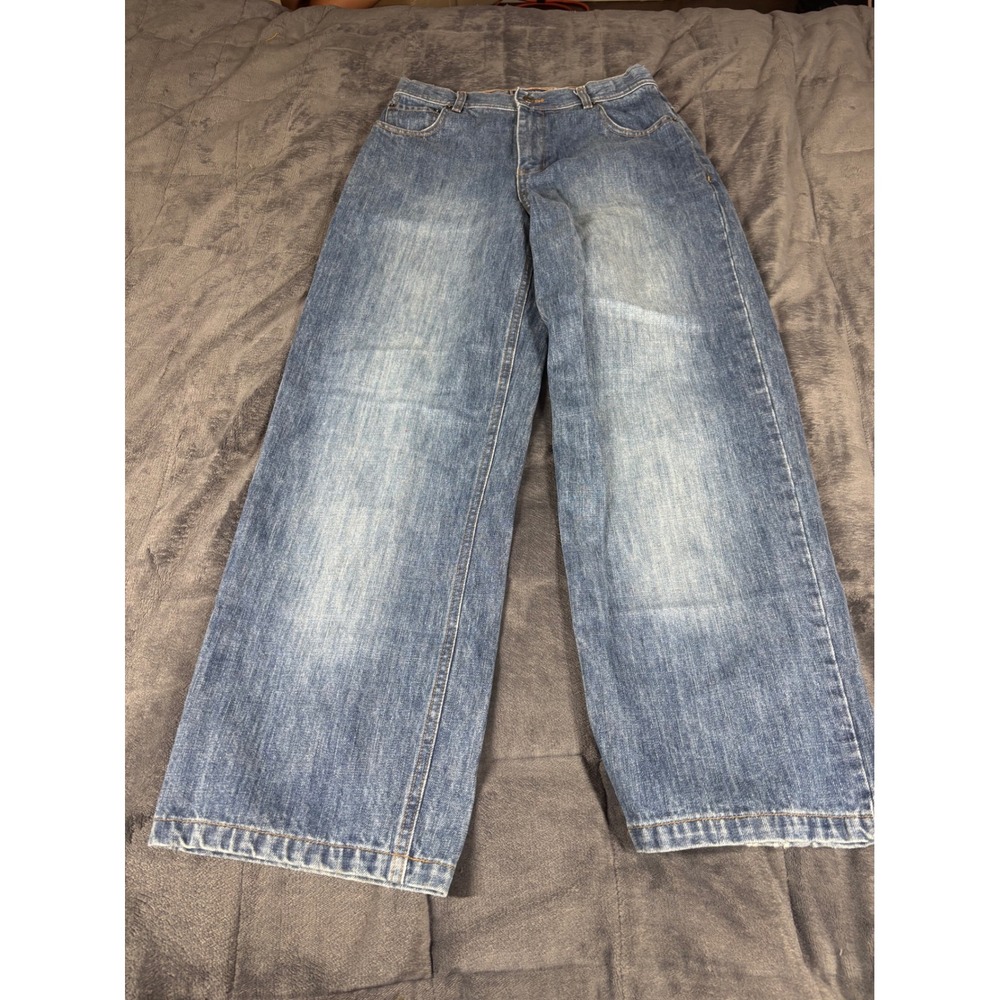 Old Navy Loose Fit Wide Leg Jeans Womens 27x28 Blue Medium Wash High Rise Y2K